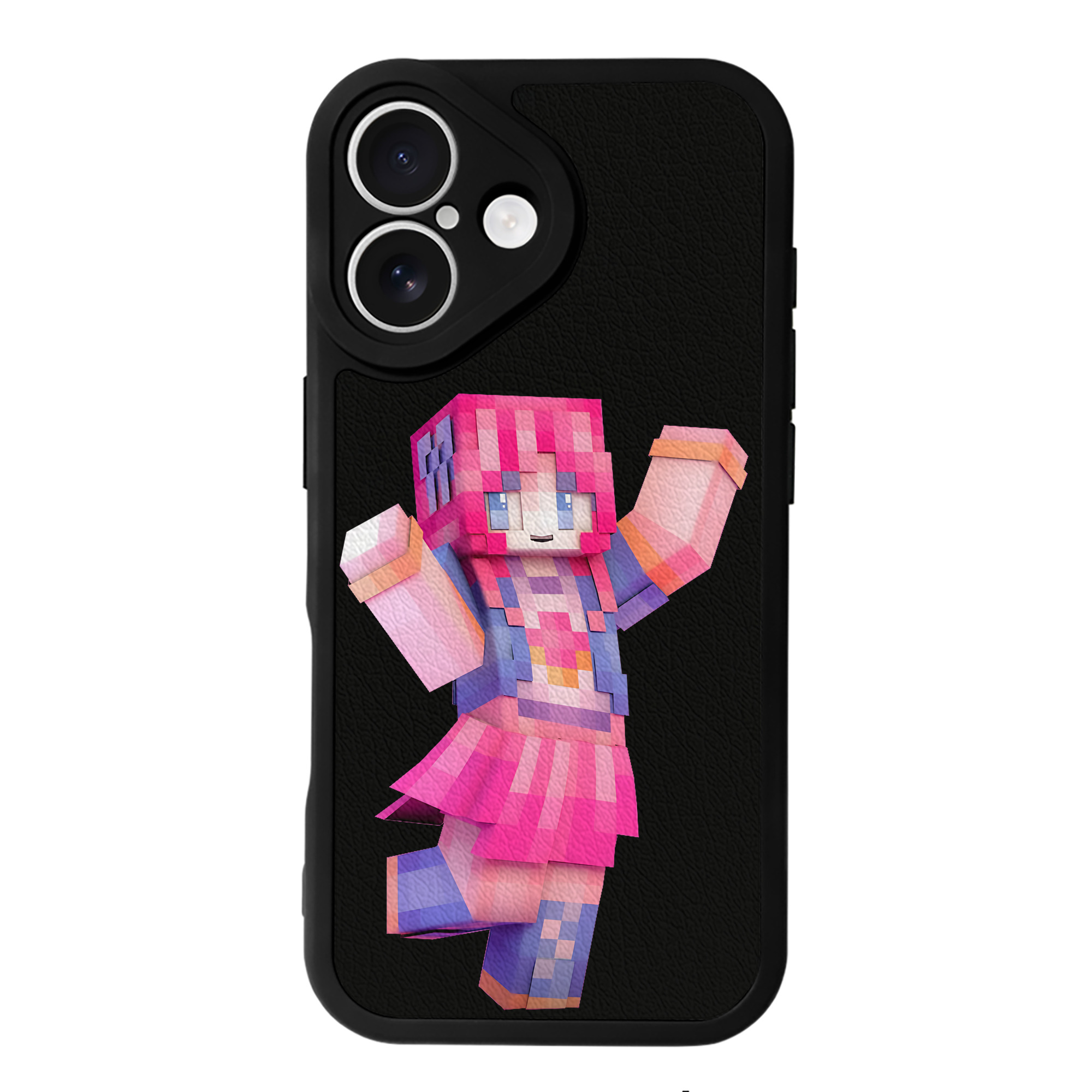 （画像用） マインクラフト ブロックの世界 Minecraft MC Block world 【iPhone 16シリーズ対応】シリコンスマホケース（レザー調） 材質：シリコン